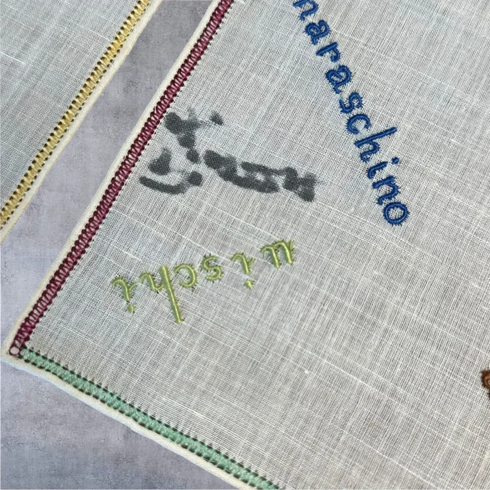 Set‎ of 6 MCM Retro Cocktail Napkins Multi Embroidered Italian Linen